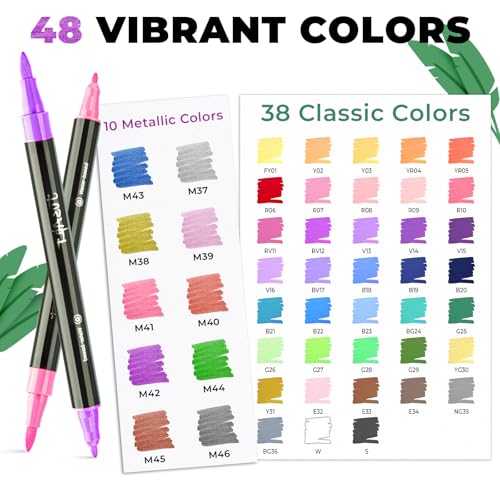 JusArt Acrylic Paint Markers 48 Colors, Dual Tip Art Supplies with Canvas | Acrylic Markers for Kids, Paint Pens for Wood Glass Fabric, School Supplies & Classroom Must Haves, Great Gift for Artists. - color: Canvas Bag - 48 Colors