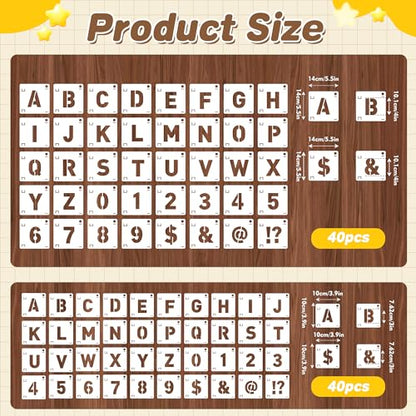 80Pcs Letter Stencils Reusable Letter Number Stencils for Painting,3,4Inch | Reusable Small Plastic Alphabet Number,Drawing Stencil,on Wood,Fabric,Wall, Rock,Art Project Chalkboard - size: 3,4 Inch