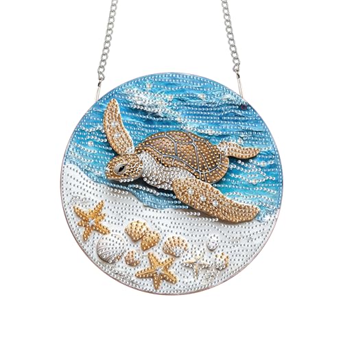 Bimkole Turtle Hanging Diamond Pearl Art Kits for Adults Pendant C19 | DIY 5D Special Crystal Diamond Painting Butterflies Window Suncatcher, Acrylic Pearl Art Autumn Winter Wall Decor 7.8x7.8 In - color: Turtle