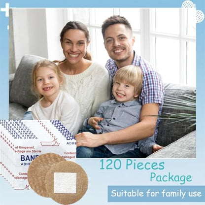 120Pcs Breathable Fabric Small Bandages, Round Oval and Square Flexible Adhesive Strips for Face and Small Wounds Protection Care(Rectangle) - style: 120 Pieces Rectangle Style Set