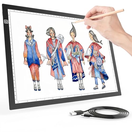 A4 Light Box for Tracing, Light Pad for Diamond Painting, Light Board, Ultra-Thin Copy Board with 3 Levels/Stepless Adjustable Brightness for Drawing, Sketching, Animation - style: A4-basic