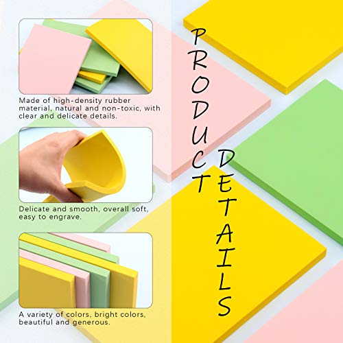 Swpeet 8Pcs Carving Rubber Tools, 6Pcs Scrapbooking Soft Rubber Stamp Carving Linoleum Blocks, 5 in 1 Linoleum Cutter Tools and Rubber Roller Brayer for Rubber Stamps, DIY Carving