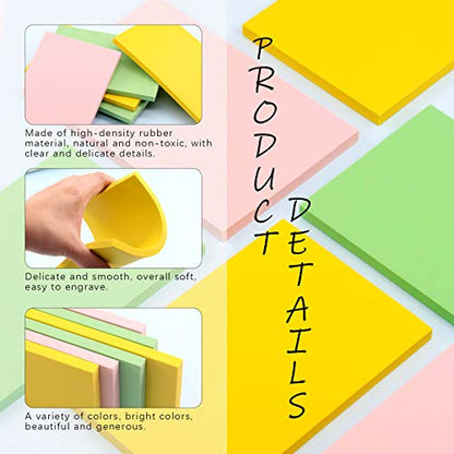 Swpeet 8Pcs Carving Rubber Tools, 6Pcs Scrapbooking Soft Rubber Stamp Carving Linoleum Blocks, 5 in 1 Linoleum Cutter Tools and Rubber Roller Brayer for Rubber Stamps, DIY Carving