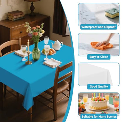 54IN X 160FT Plastic Table Cover Roll with Cutter Box, Cut to Size Plastic Table Cloths for Parties, Birthday, (Turquoise, Rectangular) - color: Turquoise, size: 1920" x 54" (Rectangular)
