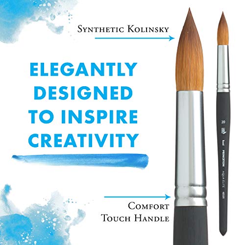Princeton Aqua Elite, Series 4850, Synthetic Kolinsky Watercolor Paint Brush,Round, 20 - size: Size 20