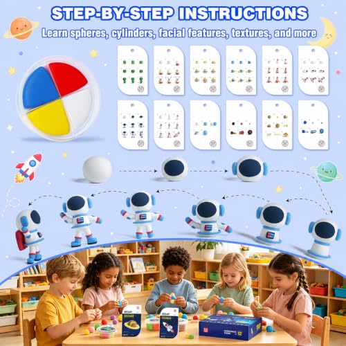 Air Dry Clay Kit -12 Space Theme Modeling Clay for Kids Arts and Crafts | Ultra Light & Soft,Safe & Non-Toxic,No-Sticky & Crack,DIY Molding Clay with Sculpting Tools,Party Favors Gifts for Girls Boys - color: #04Dark Blue- Children's Drem Star