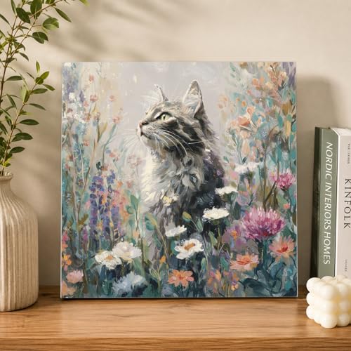 AUKELHJ Framed Paint by Numbers Kit for Adults, Cat, 10x10 inch - color: 04-Cat