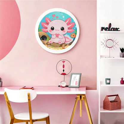Arttoplus Axolotl Diamond Art Kits for Kids with Round Frame 8x8 inch - color: CC1126-US