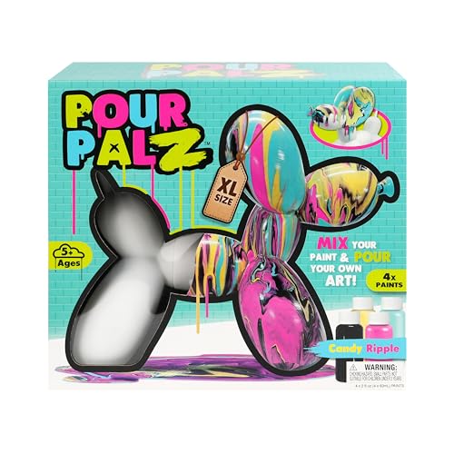 DIY Paint Pouring Kit – 1 XL Balloon Dog, 4 Acrylic Pour Paints, Mixing Cups & Tools, Create Unique Marbled Art, Fun Hands-On Craft Kit for Kids & Adults, Candy Ripple, Ages 5+ - color: Dog Candy Ripple