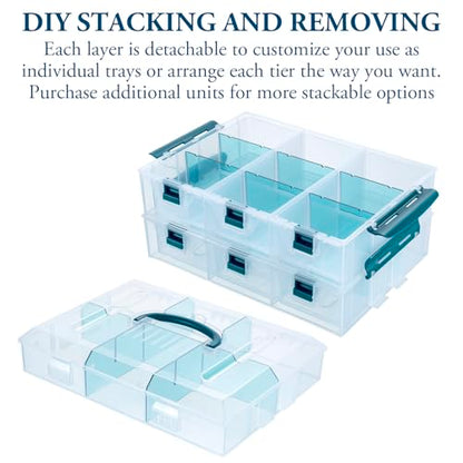 MyGift 11 Inch Craft Storage Organizer Case With 6 Drawers | Customizable Trays, Expandable Storage, Removable Dividers, 6 Drawers, 24 Compartments, Extra Trays Sold Separately - color: Blue