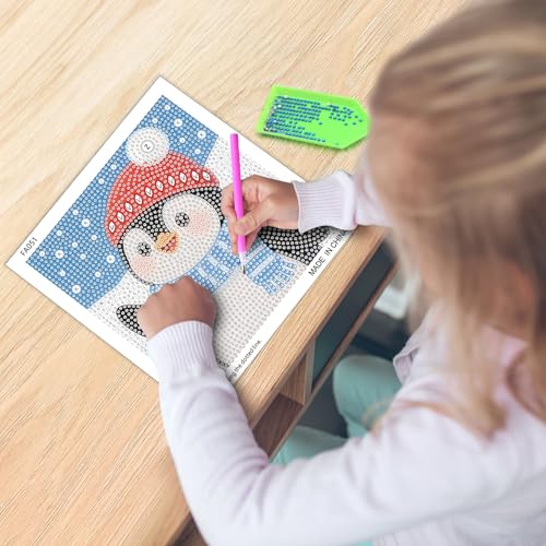 UiSdfuy Diamond Art Kits for Kids,Arts & Crafts for Kid Ages 8-12,Diamond Art for Kids,Gem Art 4 Pack Diamond Painting 6" X 6" (Dinosaur Crocodile Penguin Elephant) - color: Dinosaur Crocodile Penguin Elephant