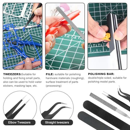 Fippy 11PCS Model Kit Tools, Gundam Model Tool Kit, Hobby Building Tools Kit for Gundam Basic Model Assembling, Building and Repairing - style: Set A
