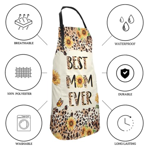 Giwawa Unisex Adult Apron Waterproof Stain Resistant Kitchen Cooking Apron with 2 Pockets for BBQ Grill Painting - color: Best Mom Ever