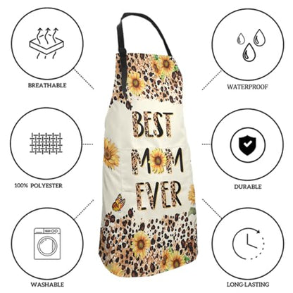 Giwawa Unisex Adult Apron Waterproof Stain Resistant Kitchen Cooking Apron with 2 Pockets for BBQ Grill Painting - color: Best Mom Ever
