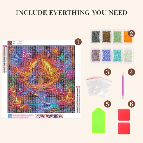 5D Dream Book Castle Diamond Painting Kits for Adults 13.7x13.7 Inch - color: KM1235-1