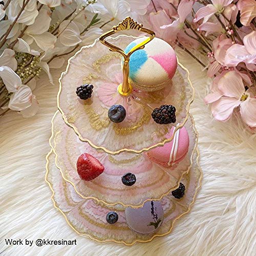 RESINWORLD Thick 3 Tier Resin Cake Stand Molds, Epoxy Resin Tiered Tray Mold, Geode Resin Silicone Casting Mold with Hardware Fittings for Making Cupcake Serving Stand