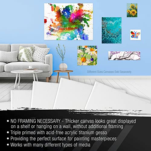 U.S. Art Supply Large Stretched Canvas for Painting 18x36 inch Gallery Depth 1-1/2" Thick, 2-Pack - 12oz Acrylic Gesso Triple Primed, Professional Artist Quality, 100% Cotton - Oil, Pouring Paint - size: 18" x 36"