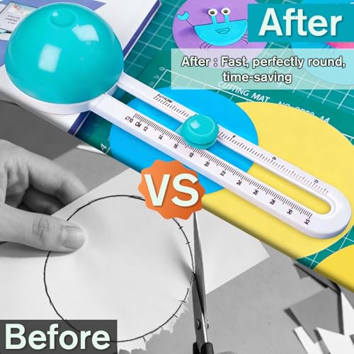 Circular Rotary Cutter, Adjustable Circle Cutters for Home Office School DIY Crafts, Craft Circle Cutter with Inch & Metric Scale (4-12.6 Inch Cutting Range)