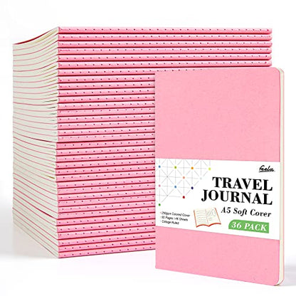 feela 36 Pack Soft Cover Journal Bulk, Lined Blank Travel Journal for Women Men Writing, Notebooks College Ruled for Work, Note Taking Notebook School Business Supplies, 8.2” x 5.5”, A5, Pink - color: 36 Pink