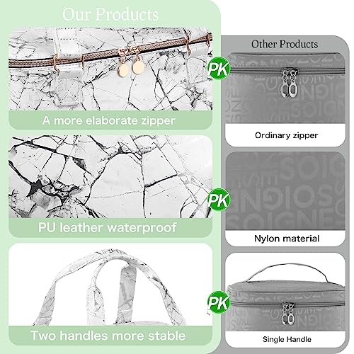 FCQQYWZ Nail Polish Organizer Hold 40+ Bottles Nail Polish & Nail Lamp, Nail Polish Storage Case Double-Layer Nail Polish Bag Nail Polish Holder with Sturdy Handle (WHITE) - color: White-40Bottles