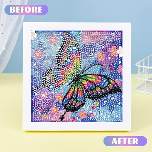 Butterfly Diamond Art Painting Kits for Kids with Frame Ages 6-12 (7x7 in) - color: CC025