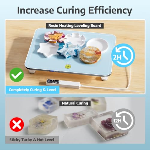 OFFNOVA Resin Heating Mat & Leveling Table, 2-in-1 Resin Tools for Epoxy Resin, Resin Curing Machine for Resin Molds, Undeformed Resin Dryer with Smart Timer & Temperature Control, Silicone Mat - size: 12*16" Resin Curing Kit