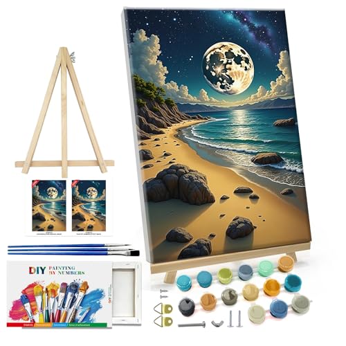 ATDMS Moon Paint by Numbers Kit for Adults with Frame 8x12 Inch - color: Moon 272