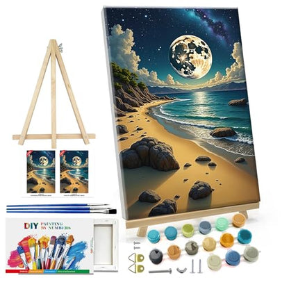 ATDMS Moon Paint by Numbers Kit for Adults with Frame 8x12 Inch - color: Moon 272