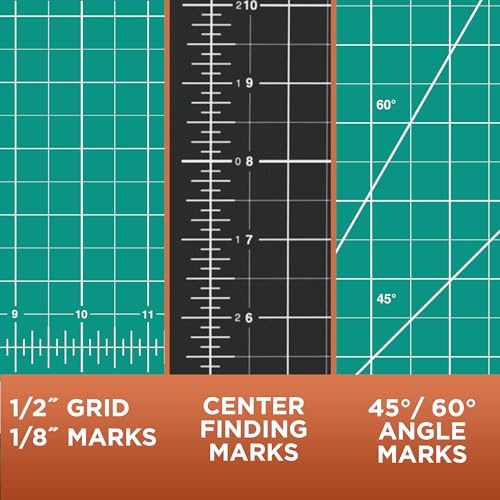ALVIN GBM Self-Healing Cutting Mat 8.5 x 12 inch | Double-Sided Green/Black | 5-Layer Gridded Surface for Arts, Crafts and Sewing - Model GBM0812 - size: 12"L x 8.5"W