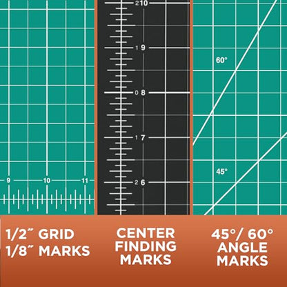 ALVIN GBM Self-Healing Cutting Mat 8.5 x 12 inch | Double-Sided Green/Black | 5-Layer Gridded Surface for Arts, Crafts and Sewing - Model GBM0812 - size: 12"L x 8.5"W