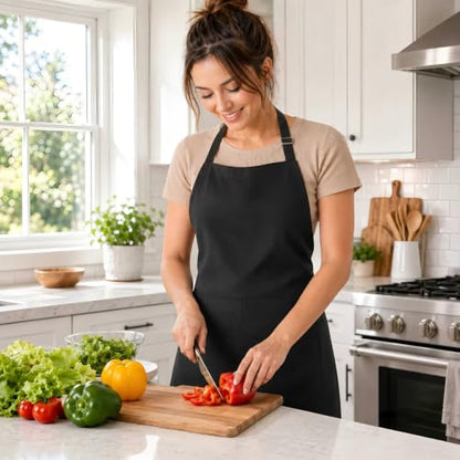 2/8/20 Pack Black Aprons for Cooking, Chef Aprons for Women Men with Pockets, Aprons Bulk Adjustable for BBQ - size: 8 Pack