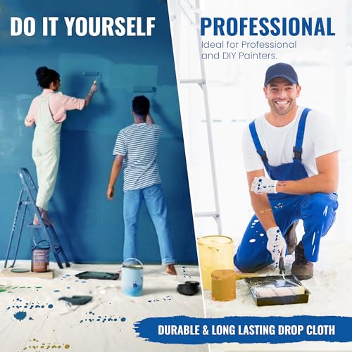 REDIBLUE Canvas Drop Cloth for Painting - Washable, Durable, Highly Absorbent Seamless Cotton Fabric, Multipurpose Protection for Floor, Carpet, Furniture, Indoor, Outdoor Use, 8oz, 4x12 ft - size: 4 x 12 Feet (Pack of 1)