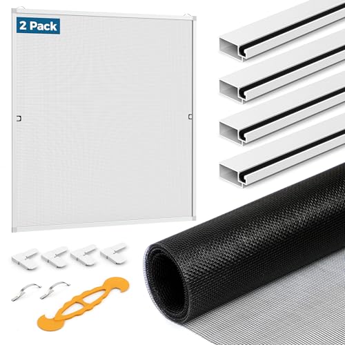 Augblinds DIY Aluminum Window Screen Frame Kit, 2 Sets, 46 in, White - color: White, size: 46 in X 46 in (2 Pack)