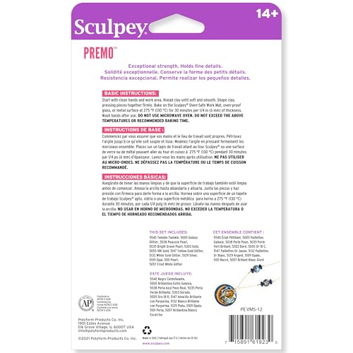 Sculpey Premo Clay Multipack - 12 Metallic & Glitter Colors, 1oz Bars - style: Metallics + Glitters