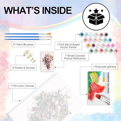 Yezavesu Framed Paint by Numbers Kit for Adults Beginner & Kids Ages 8-12, Cross Flower Paint by Numbers with Frame, DIY Number Painting for Adults Cross Flower for Home Wall Decor Gift 8X 12 inch | With Frame Canvas 8x12 inch, DIY Acrylic Painting by Num