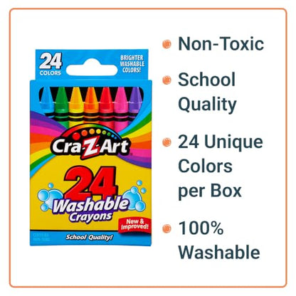 Cra-Z-Art Bulk Crayons, 12 Packs of 24 Count Washable Crayons, School Supplies, Classroom Supplies, Teacher Bulk Pack - size: 24 Count (Pack of 12)