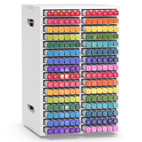Marker Organizer, 360° Rotating Marker Storage | Holds up to 384 Alcohol Markers, Pencil Holder, Organizer Holder for Desk Home, School, Office