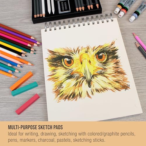 U.S. Art Supply 8"x10" Top Spiral Bound Sketch Book, 100 Sheets Each 2-Pack - size: 8-x-10-inch