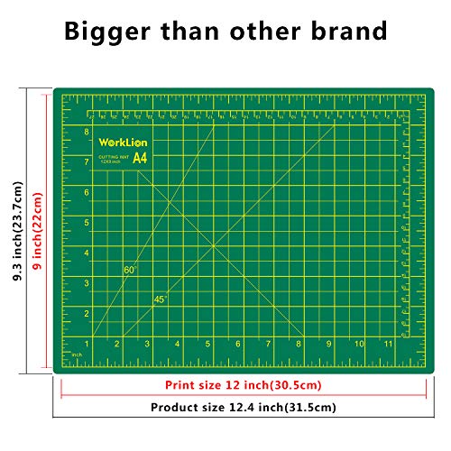 WORKLION Full 9" x 12" Art Self Healing PVC Cutting Mat, Double Sided, Gridded Rotary Cutting Board for Craft, Fabric, Quilting, Sewing, Scrapbooking Project… - color: Green/Blue, size: 12"L x 9"W