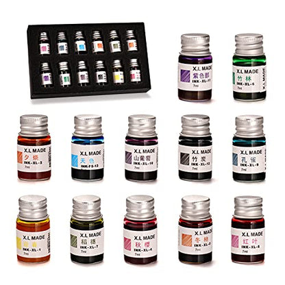 AOMAYLL Drawing Inks,Calligraphy Inks, 12 Colorful Dip Pen Ink Set for Writing, Drawing, Great for Gift Giving.