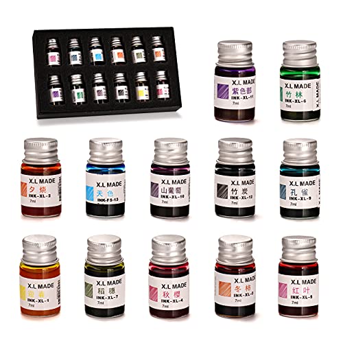 AOMAYLL Drawing Inks,Calligraphy Inks, 12 Colorful Dip Pen Ink Set for Writing, Drawing, Great for Gift Giving.