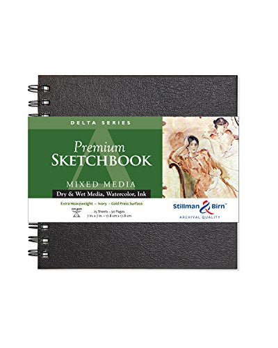 Stillman & Birn Delta Series Wirebound Sketchbook, 7" x 7", 270 gsm (Extra Heavyweight), Ivory Paper, Cold Press Surface - size: 7" x 7" 270 gsm (Extra Heavyweight)
