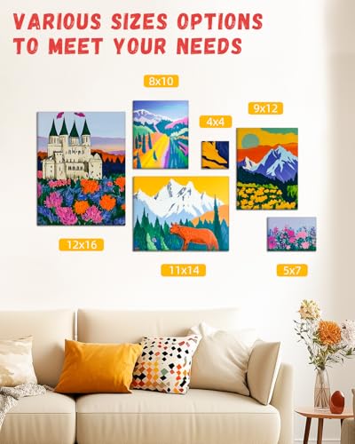 12 Pack 8x8 Inch Painting Canvas Panels Square Boards for Painting | 8oz Gesso Primed Acid-Free 100% Cotton for Acrylics Paints - size: 8"x8"