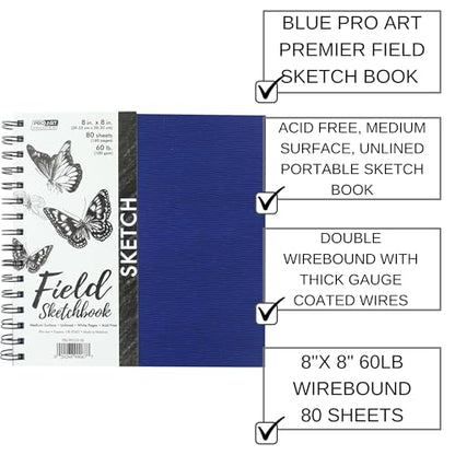 Pro Art Premium Sketch Book 8"x8" 80 Sheets, 60#, Wire, Sketch Book, Sketchbook, Drawing Pad, Pad, Drawing Paper, Art Book, Paper, Sketchbook for - color: 8x8 Wire
