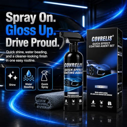 Car Coating Spray, Ceramic Spray Coating, High Shine Car Wax | Waterless Car Wash, Long-lasting Hydrophobic, UV & Stain Resistant, for Window Glass, Wheels, Trim, 17.5 oz with Towel (2pcs) - color: 2PCS