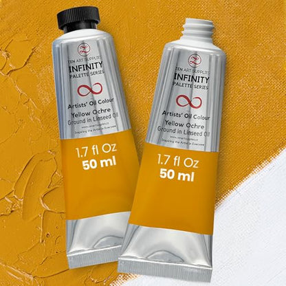 ZenART Professional Oil Paint Set - Artist Grade Yellow Ochre - 2x50ml | Non-Toxic, Buttery Consistency, Rich Pigment, Lightfast Oil Paints for Primed Surface Canvas, Fine Art, Portraits & Landscape - color: Yellow Ochre