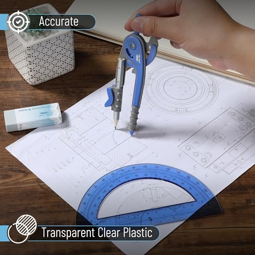 Mr. Pen- Geometry Compass and Protractor Set, 6 Inch Compass - color: Midnight Blue, size: 1 Set