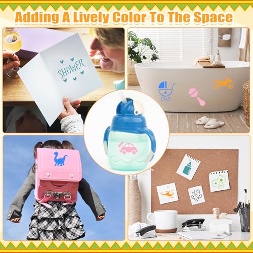 Fainne 100 Pcs 1.5 Inch Small Stencils for Crafts,Letter, Baby Shower | Reusable Painting Stencils for Wood Wall Card Making Scrapbooking Journaling, Portable Craft Templates - style: Letter, Baby Shower