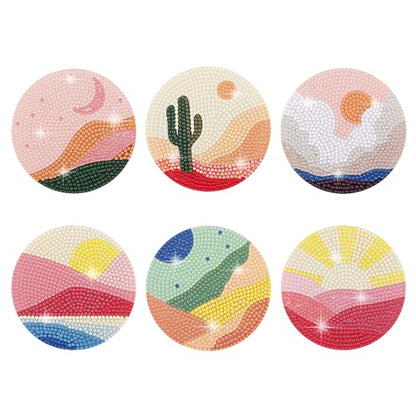 Temlum 6 Pcs Diamond Art Coasters Kits for Adults & Teens, Landscape - color: Landscape Coasters