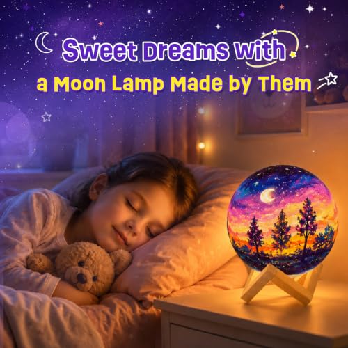 Paint Your Own Moon Lamp Kit, 3D Moon Night Light, Crafts for Kids Age 4-12 - style: Moon